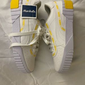 Puma white and yellow Leather sneakers 374608-01 US Size7 Great Condition